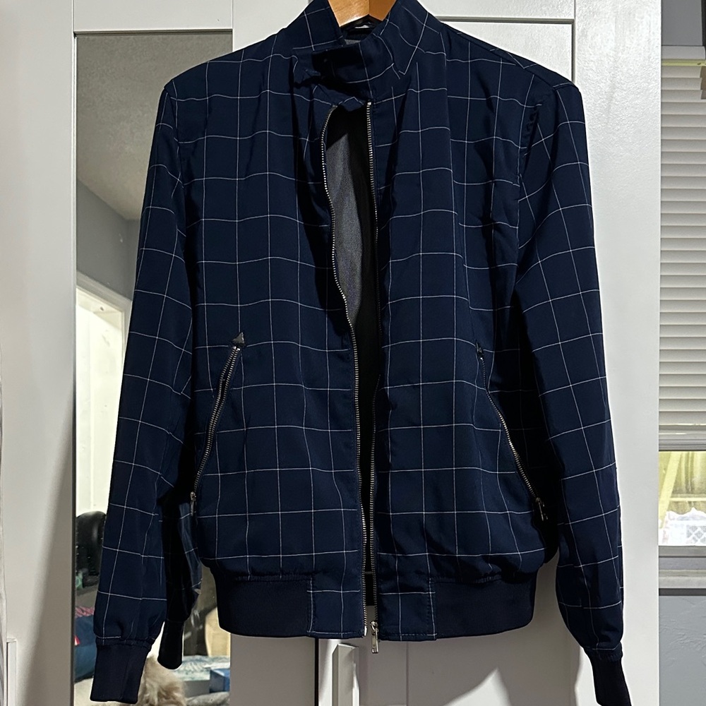 Men's Navy Checkered Jacket